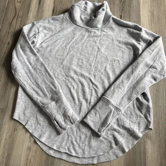 Offline By Aerie Softest Gray Mock Neck Fleece Comfy Light Pullover Sweatshirt S - Picture 4 of 9